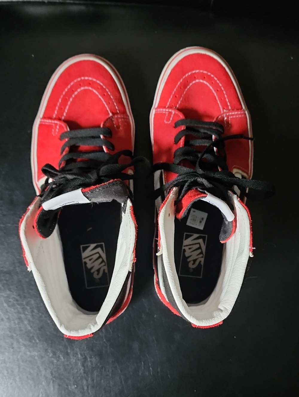 Vans Sk8-Hi Bolt Racing Red Black Lightning Bolt High Top Skate Sneakers 8.5 - Picture 7 of 12